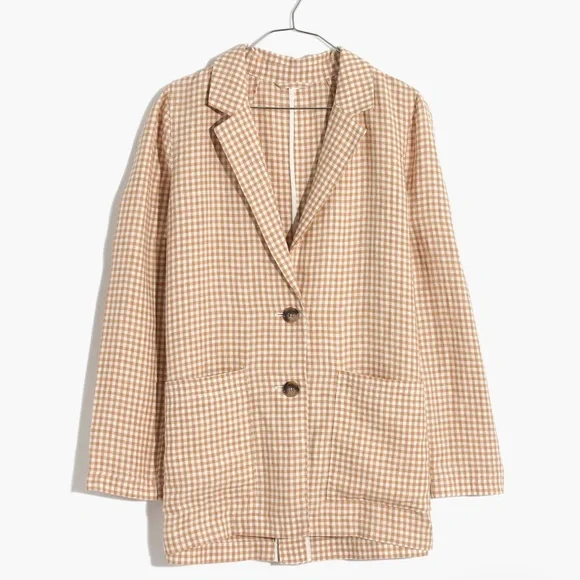 Madewell Linen Dorset Blazer in Gingham Check, Size: XS - Picture 1 of 6